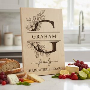 Laser Engraving File Alphabet, Family Monogram Design for Charcuterie Board Engraving