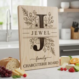 Laser Engraving File Alphabet, Family Monogram Design for Charcuterie Board Engraving
