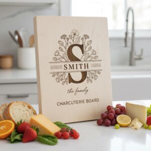 Laser Engraving File Alphabet, Family Monogram Design for Charcuterie Board Engraving