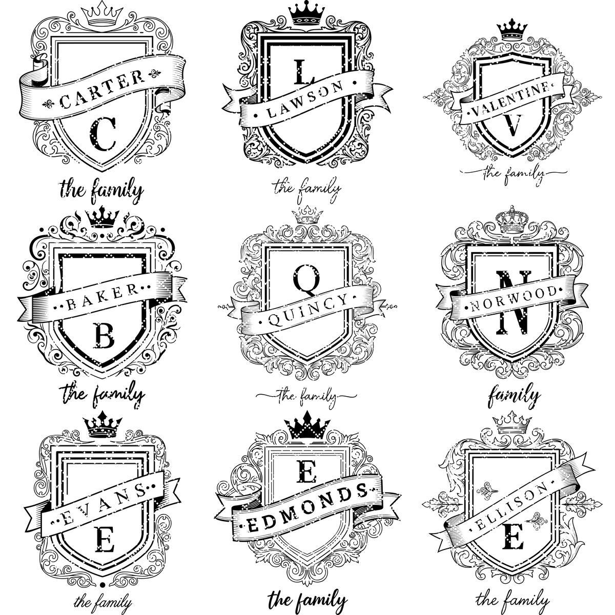 Archivo de grabado láser, monograma de escudo familiar, diseño de escudo real para tablas de charcutería. - Imagen 10