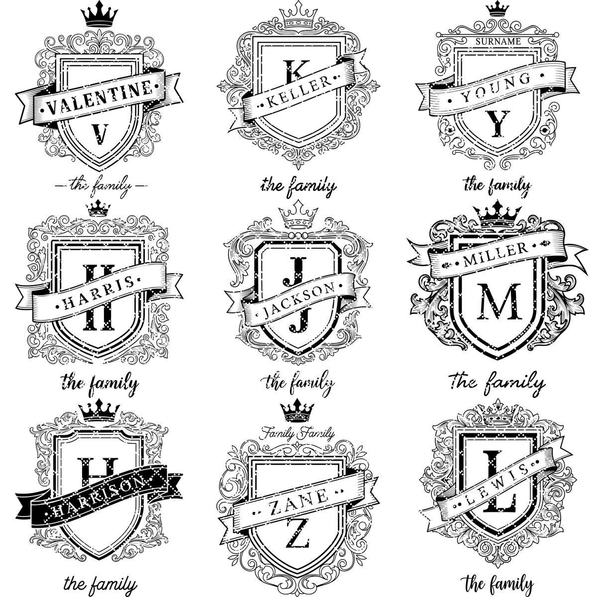Archivo de grabado láser, monograma de escudo familiar, diseño de escudo real para tablas de charcutería. - Imagen 12