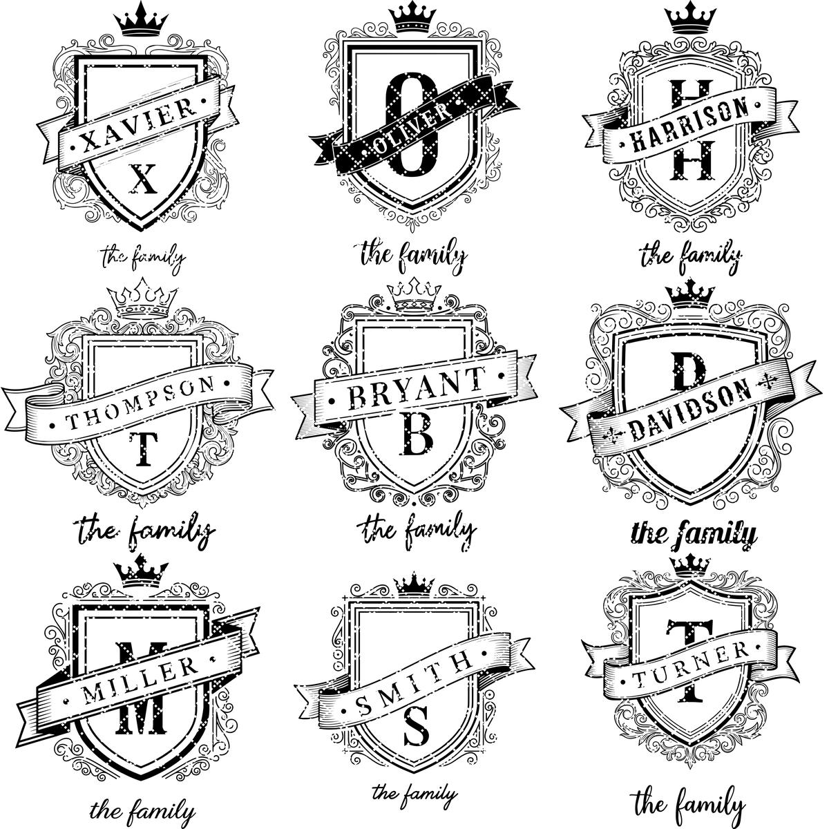 Archivo de grabado láser, monograma de escudo familiar, diseño de escudo real para tablas de charcutería. - Imagen 13