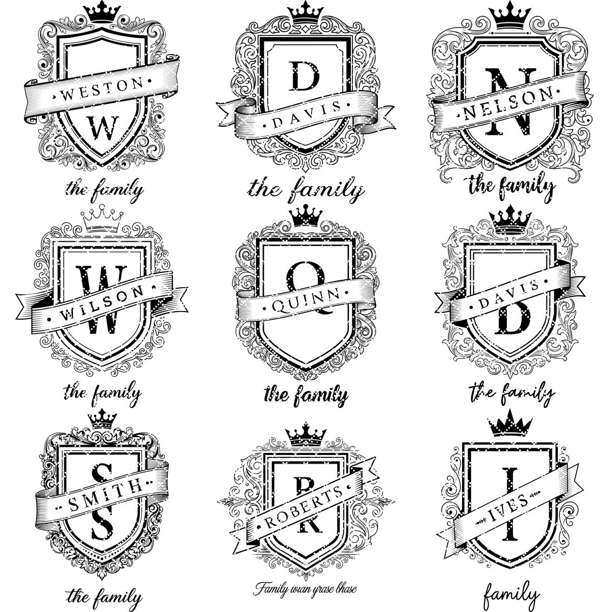 Archivo de grabado láser, monograma de escudo familiar, diseño de escudo real para tablas de charcutería. - Imagen 16