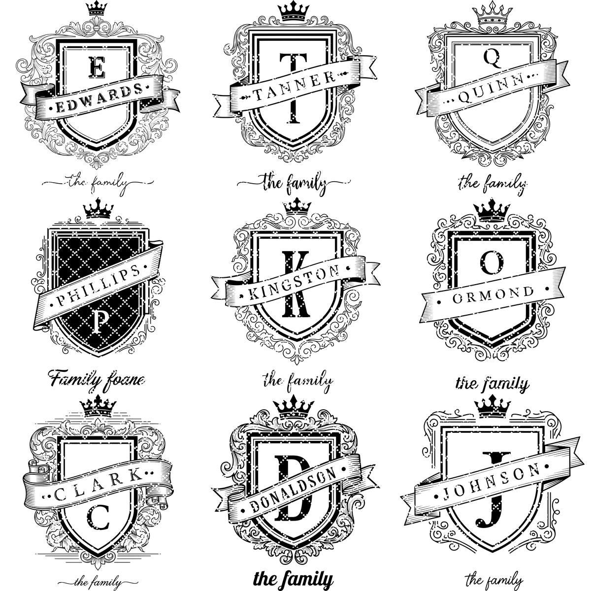 Archivo de grabado láser, monograma de escudo familiar, diseño de escudo real para tablas de charcutería. - Imagen 19