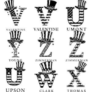 Laser Engraving File, Monogram Alphabet, Patriotic, Family Name, Charcuterie Board