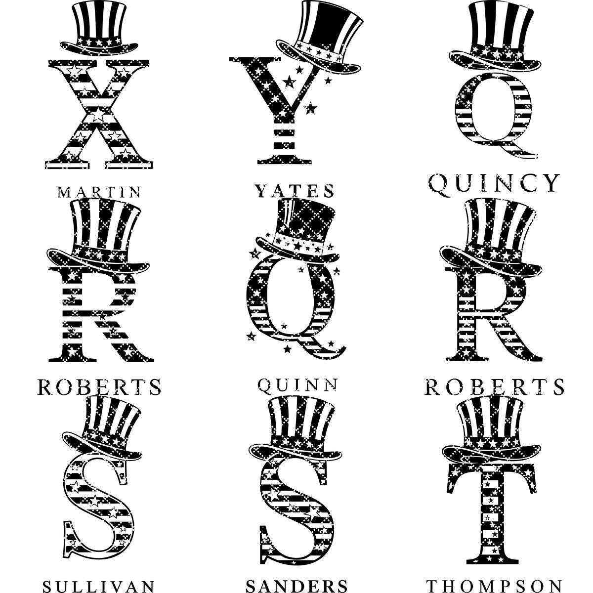Laser Engraving File, Monogram Alphabet, Patriotic, Family Name, Charcuterie Board