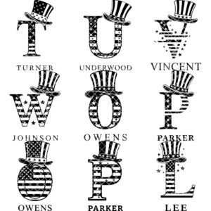 Laser Engraving File, Monogram Alphabet, Patriotic, Family Name, Charcuterie Board