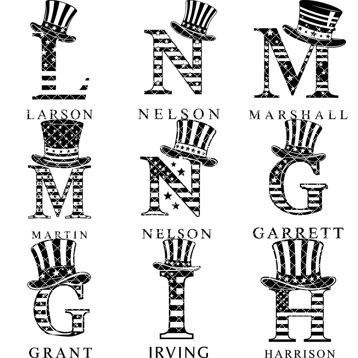 Laser Engraving File, Monogram Alphabet, Patriotic, Family Name, Charcuterie Board