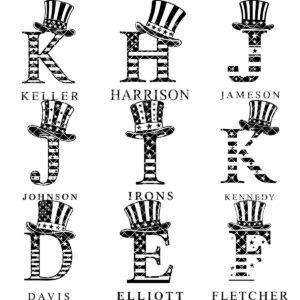 Laser Engraving File, Monogram Alphabet, Patriotic, Family Name, Charcuterie Board