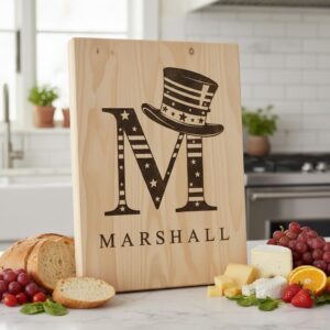 Laser Engraving File, Monogram Alphabet, Patriotic, Family Name, Charcuterie Board