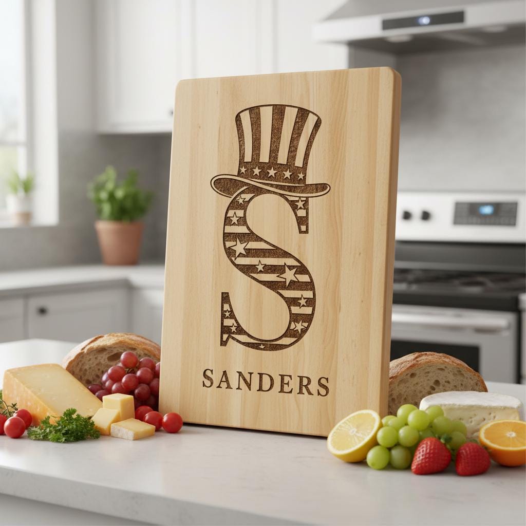 Laser Engraving File, Monogram Alphabet, Patriotic, Family Name, Charcuterie Board
