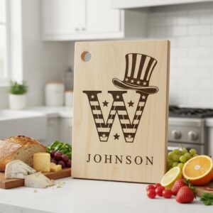 Laser Engraving File, Monogram Alphabet, Patriotic, Family Name, Charcuterie Board