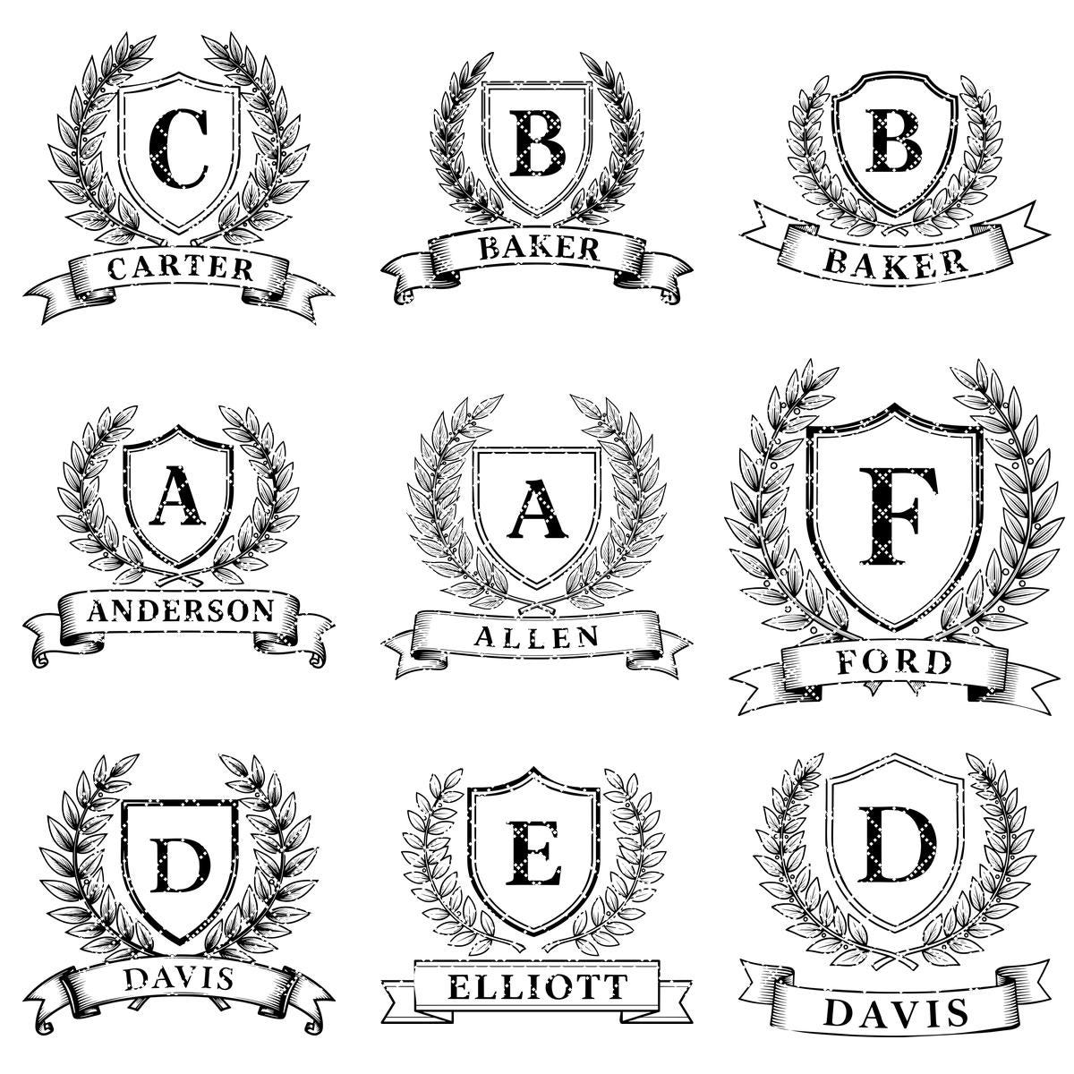 Paquete de monogramas con letras del alfabeto, diseños de coronas de laurel para tablas de embutidos, nombre de familia - Imagen 10