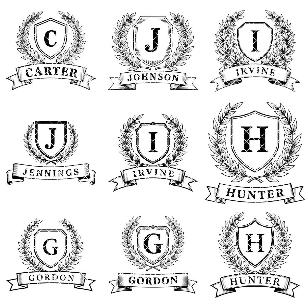 Paquete de monogramas con letras del alfabeto, diseños de coronas de laurel para tablas de embutidos, nombre de familia - Imagen 11