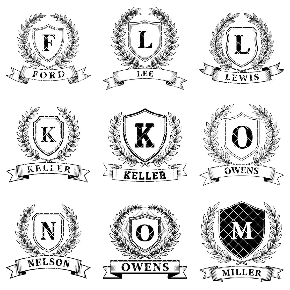 Paquete de monogramas con letras del alfabeto, diseños de coronas de laurel para tablas de embutidos, nombre de familia - Imagen 12