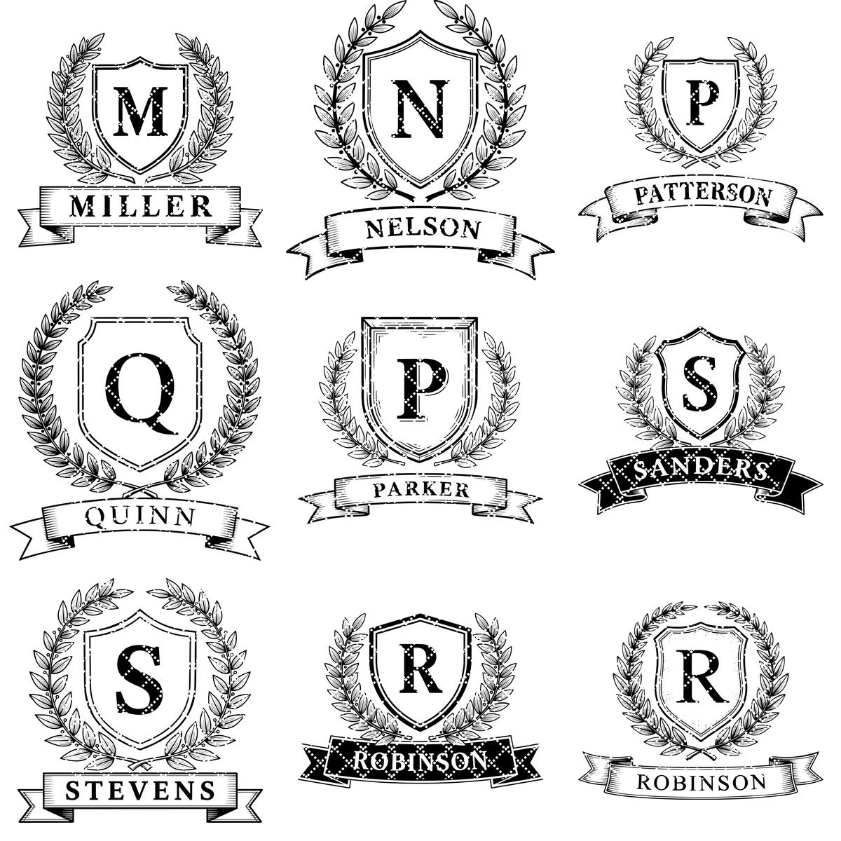 Paquete de monogramas con letras del alfabeto, diseños de coronas de laurel para tablas de embutidos, nombre de familia - Imagen 13