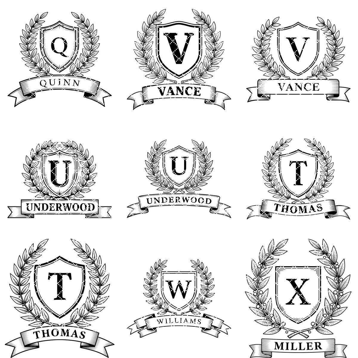 Paquete de monogramas con letras del alfabeto, diseños de coronas de laurel para tablas de embutidos, nombre de familia - Imagen 14