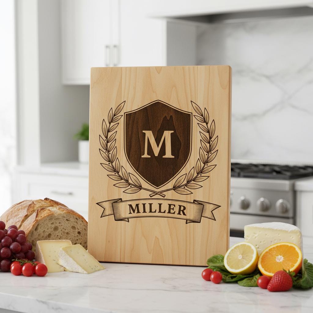 Paquete de monogramas con letras del alfabeto, diseños de coronas de laurel para tablas de embutidos, nombre de familia - Imagen 6