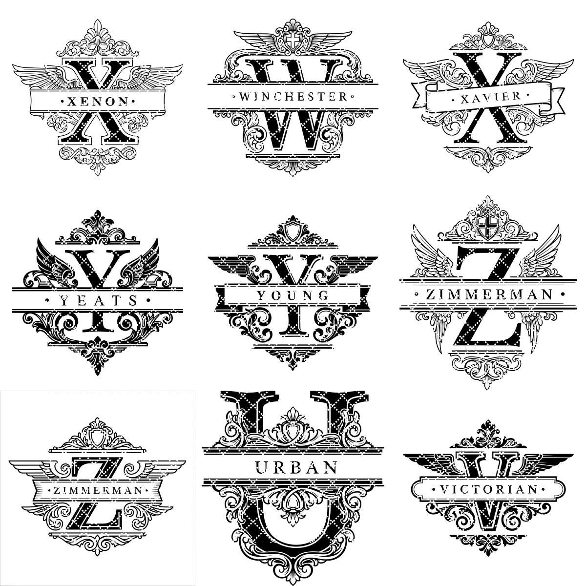 Monogramm-Alphabet Laser Gravurdateien, 54 ornamentale Designs für Wurstplatten – Bild 10