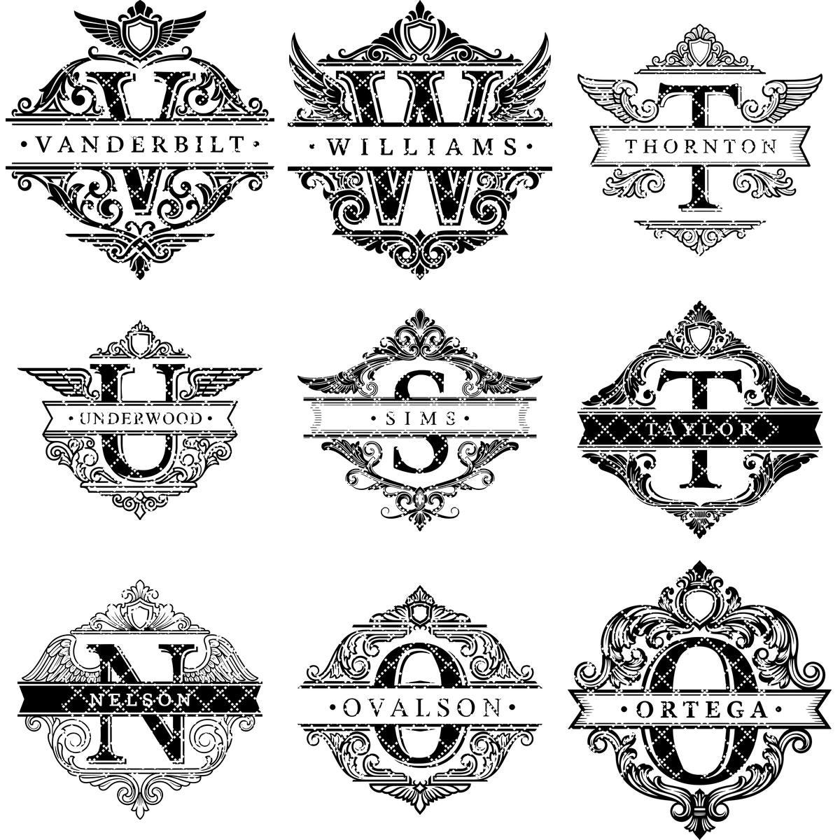 Monogramm-Alphabet Laser Gravurdateien, 54 ornamentale Designs für Wurstplatten – Bild 11