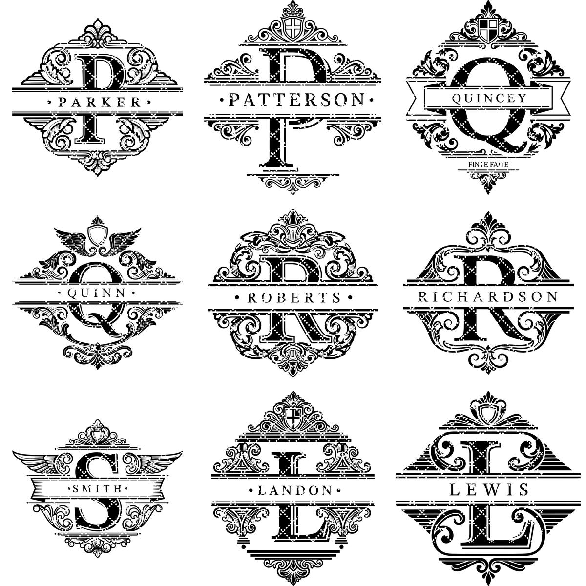 Monogramm-Alphabet Laser Gravurdateien, 54 ornamentale Designs für Wurstplatten – Bild 12