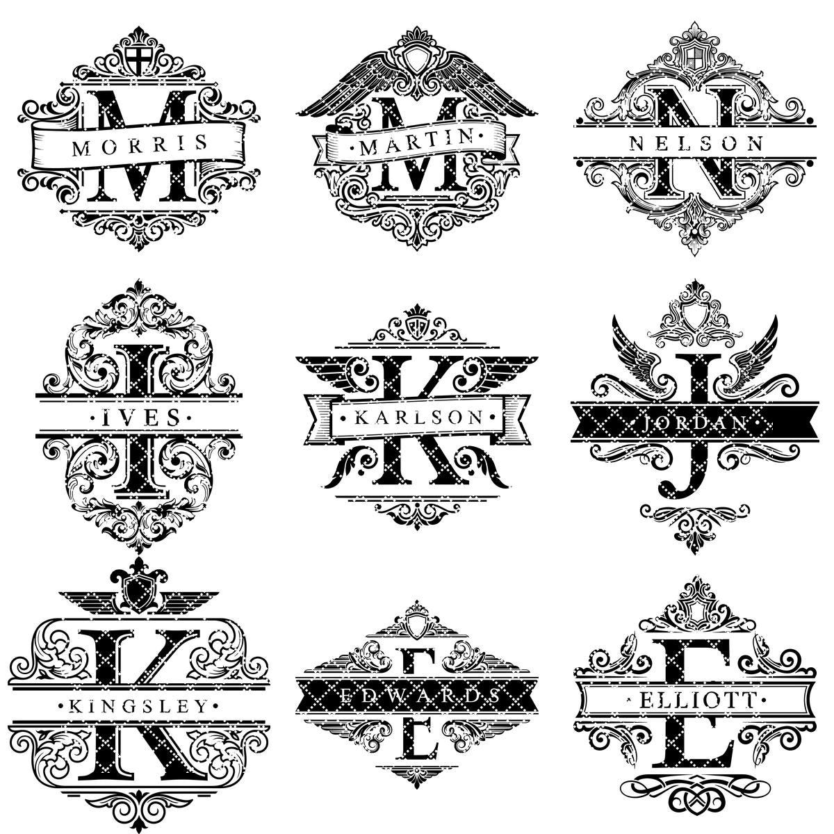 Monogramm-Alphabet Laser Gravurdateien, 54 ornamentale Designs für Wurstplatten – Bild 13