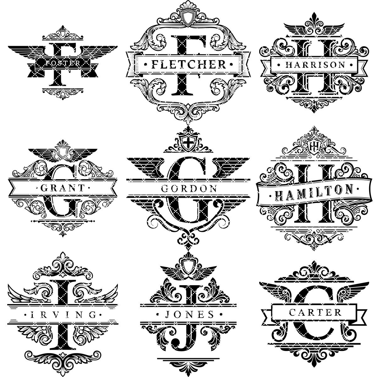 Monogramm-Alphabet Laser Gravurdateien, 54 ornamentale Designs für Wurstplatten – Bild 14