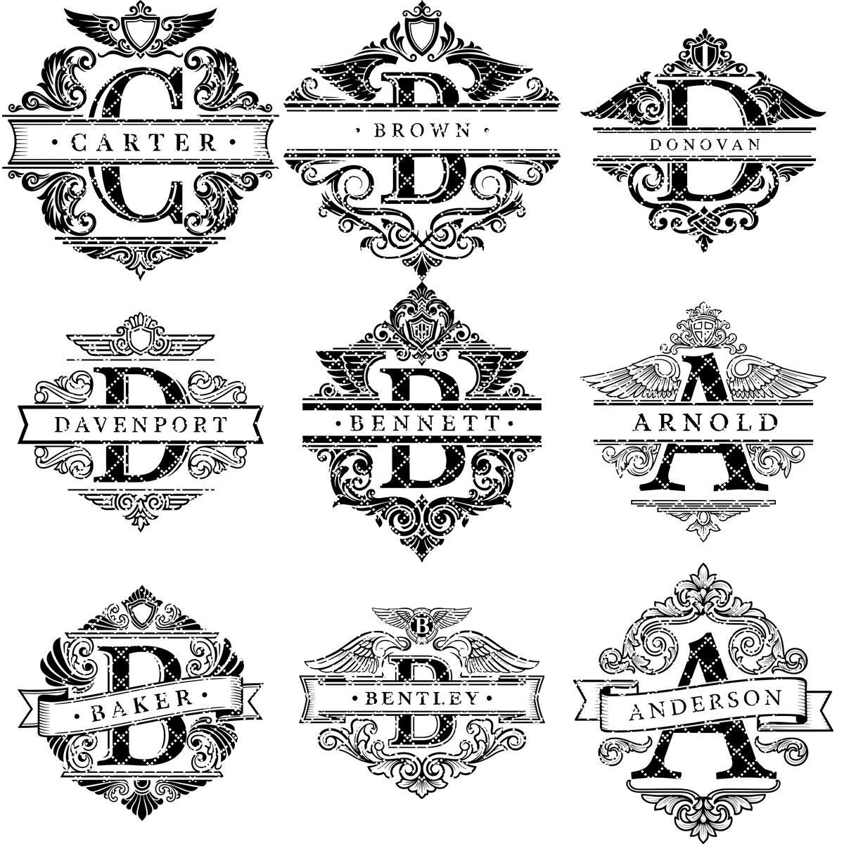 Monogramm-Alphabet Laser Gravurdateien, 54 ornamentale Designs für Wurstplatten – Bild 15