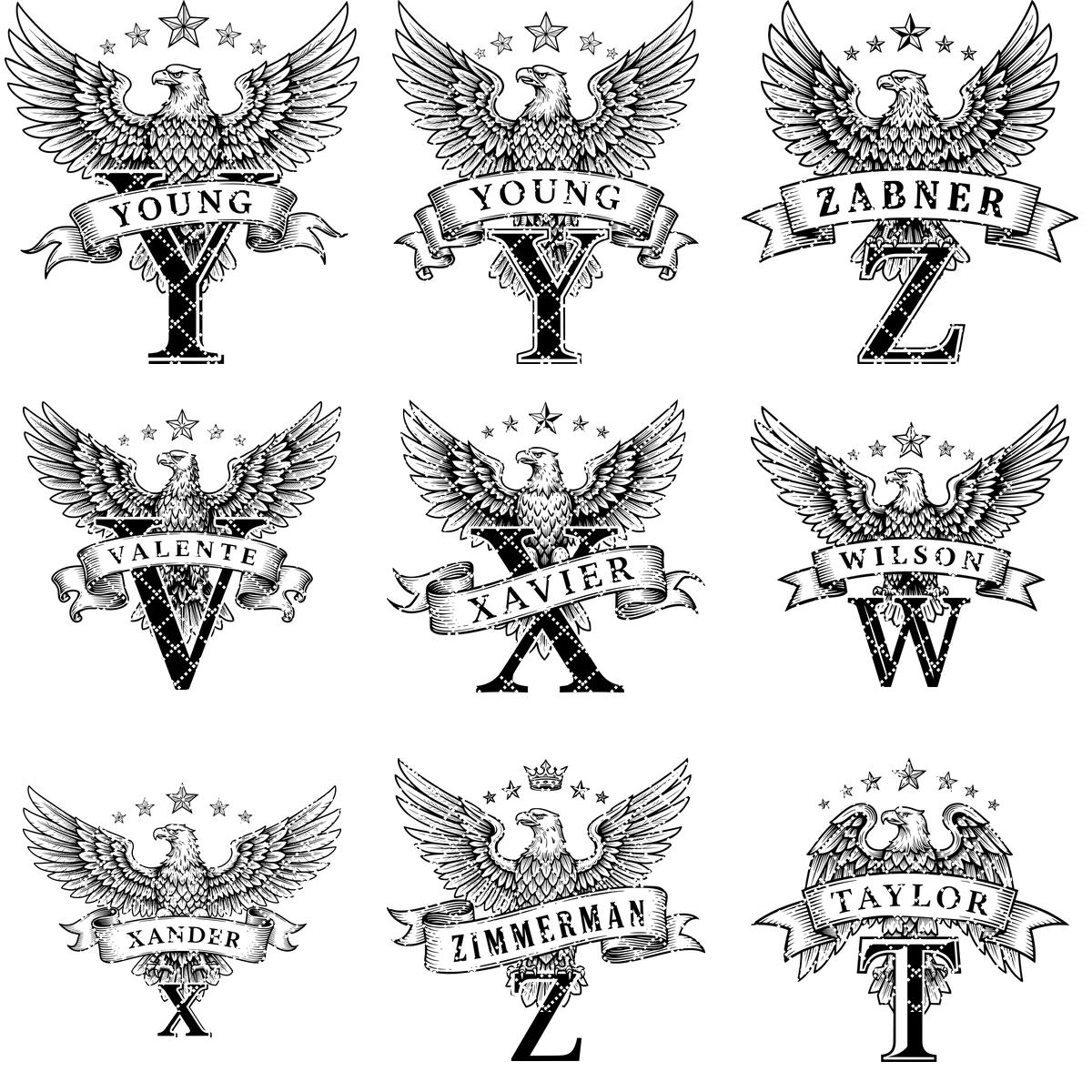 Monogramm Alphabet Laser Gravur Dateien, Charcuterie Brett, Familienname, Adler Design – Bild 10