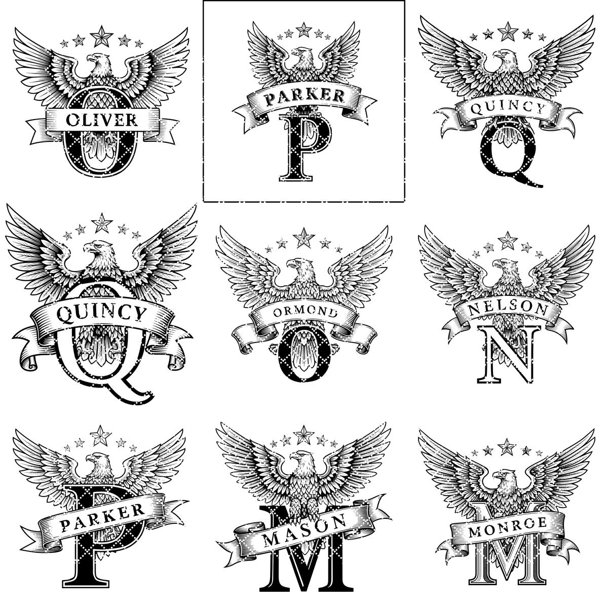 Monogramm Alphabet Laser Gravur Dateien, Charcuterie Brett, Familienname, Adler Design – Bild 12