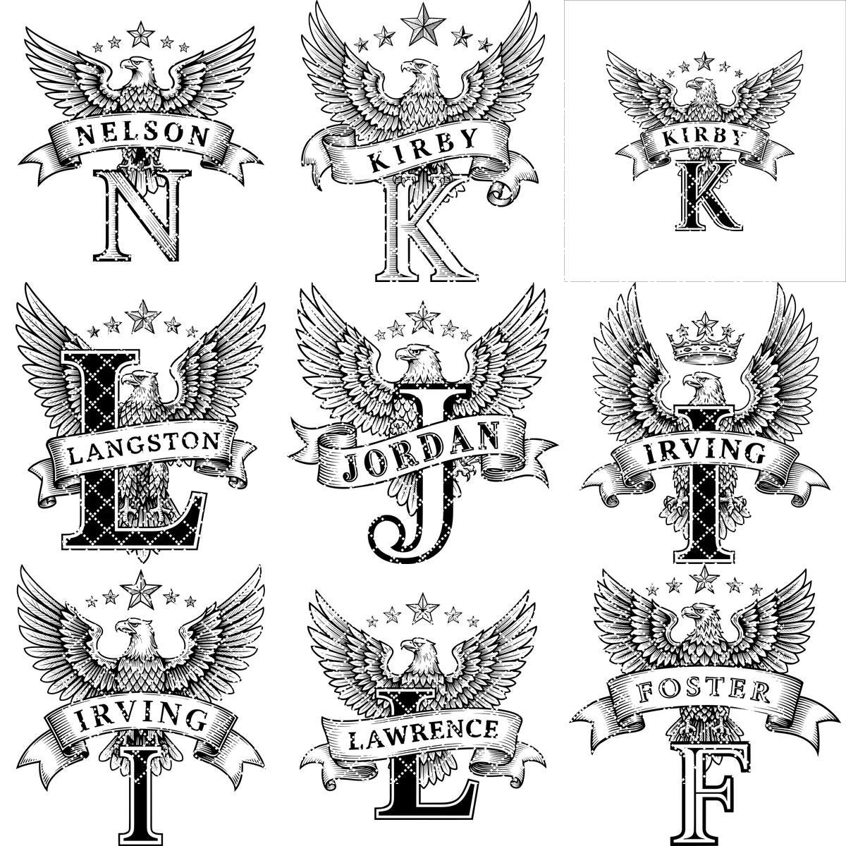 Monogramm Alphabet Laser Gravur Dateien, Charcuterie Brett, Familienname, Adler Design – Bild 13