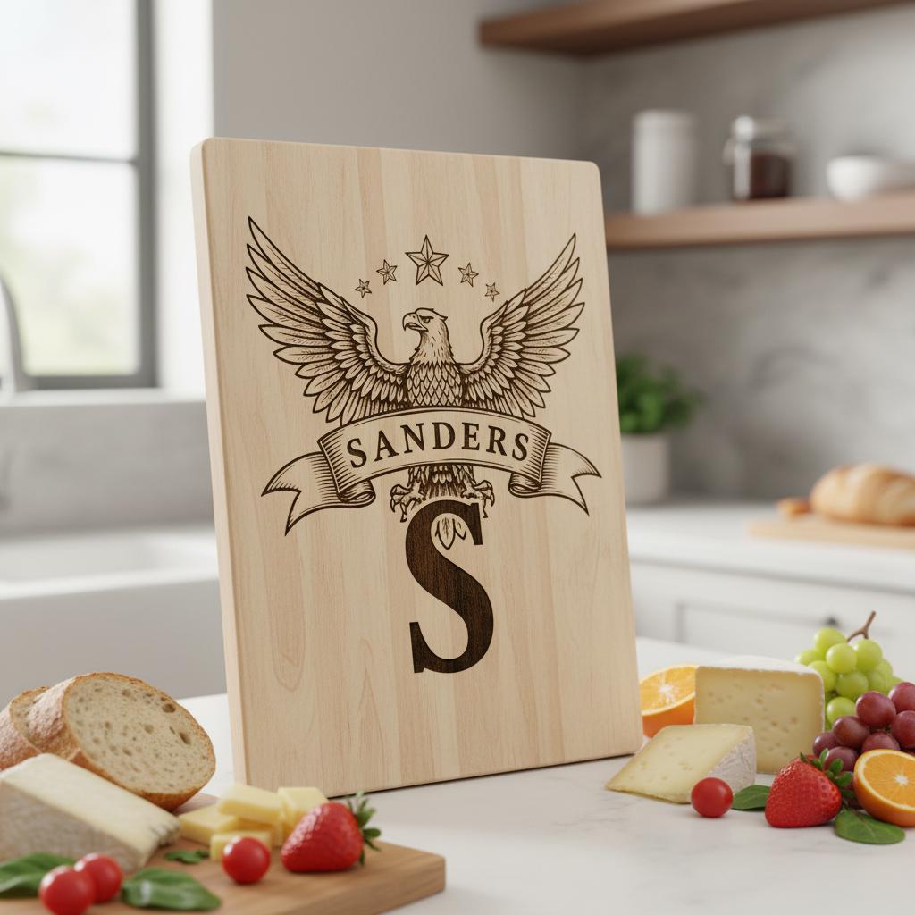 Monogramm Alphabet Laser Gravur Dateien, Charcuterie Brett, Familienname, Adler Design – Bild 8