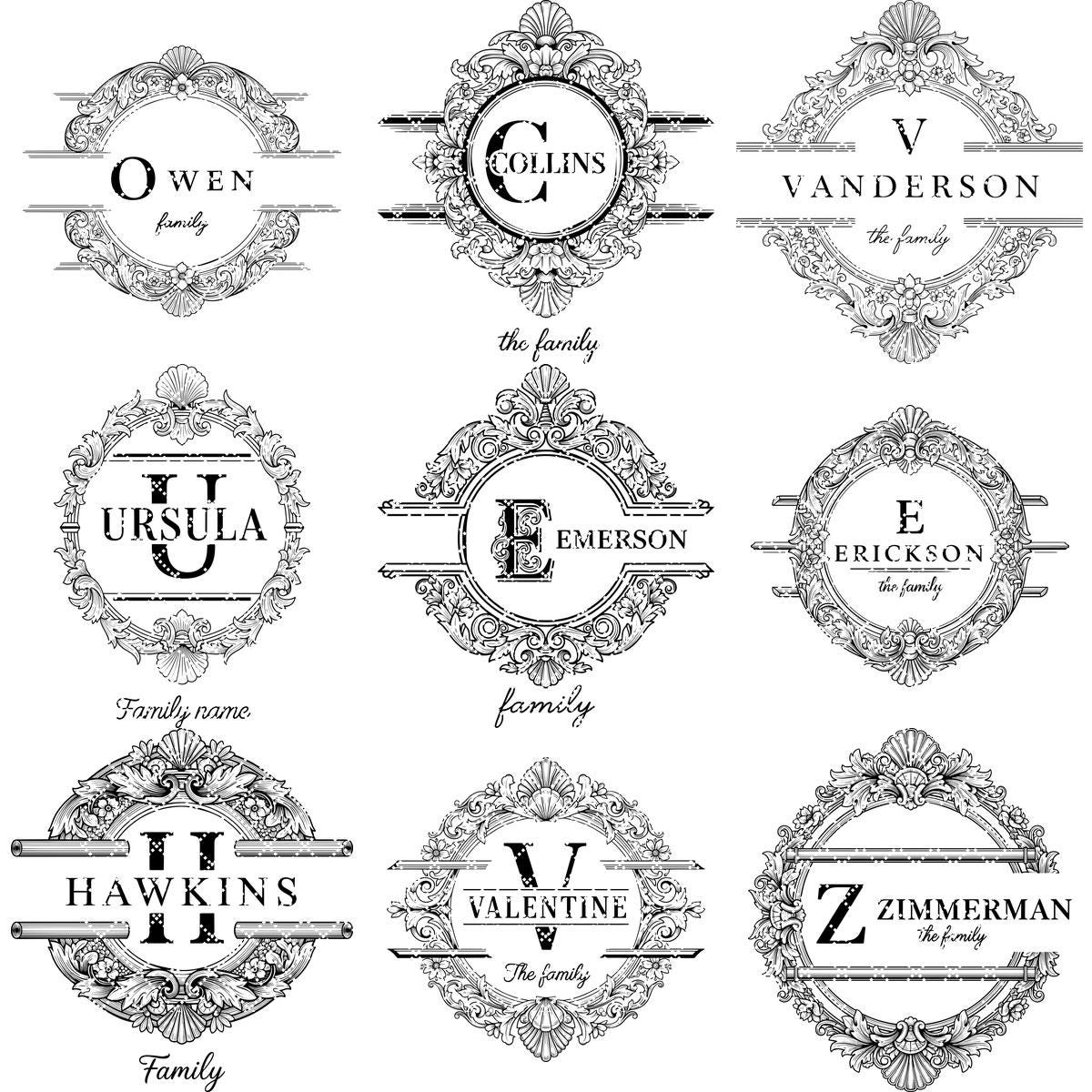 Bundle di design per taglieri monogramma, 53 decorazioni incise elaborate, tagliere per salumi con nome di famiglia - immagine 10
