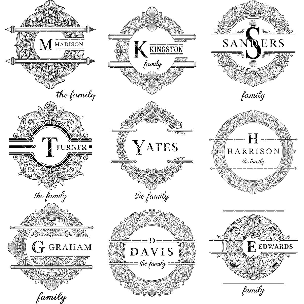 Bundle di design per taglieri monogramma, 53 decorazioni incise elaborate, tagliere per salumi con nome di famiglia - immagine 11