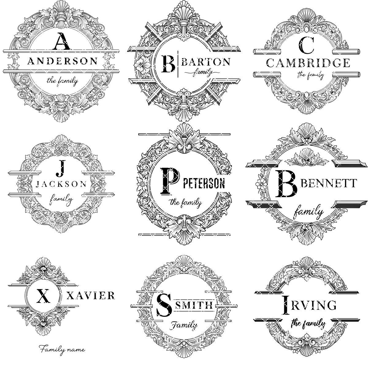 Bundle di design per taglieri monogramma, 53 decorazioni incise elaborate, tagliere per salumi con nome di famiglia - immagine 13