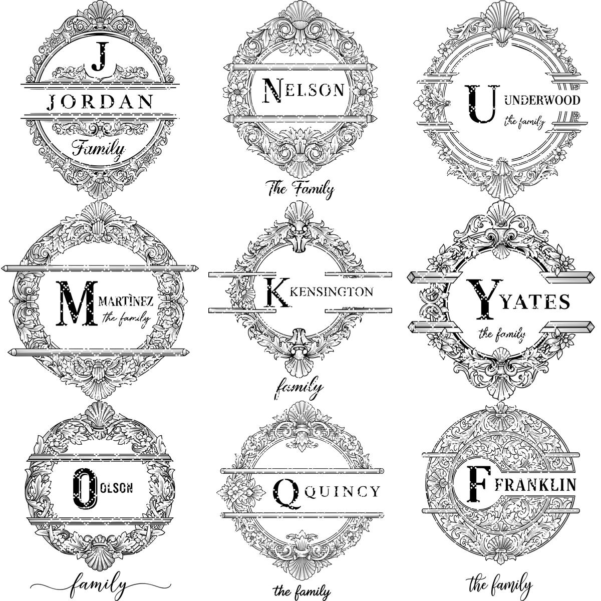 Bundle di design per taglieri monogramma, 53 decorazioni incise elaborate, tagliere per salumi con nome di famiglia - immagine 14