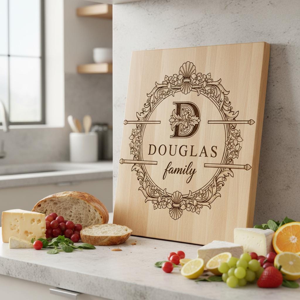 Bundle di design per taglieri monogramma, 53 decorazioni incise elaborate, tagliere per salumi con nome di famiglia - immagine 3