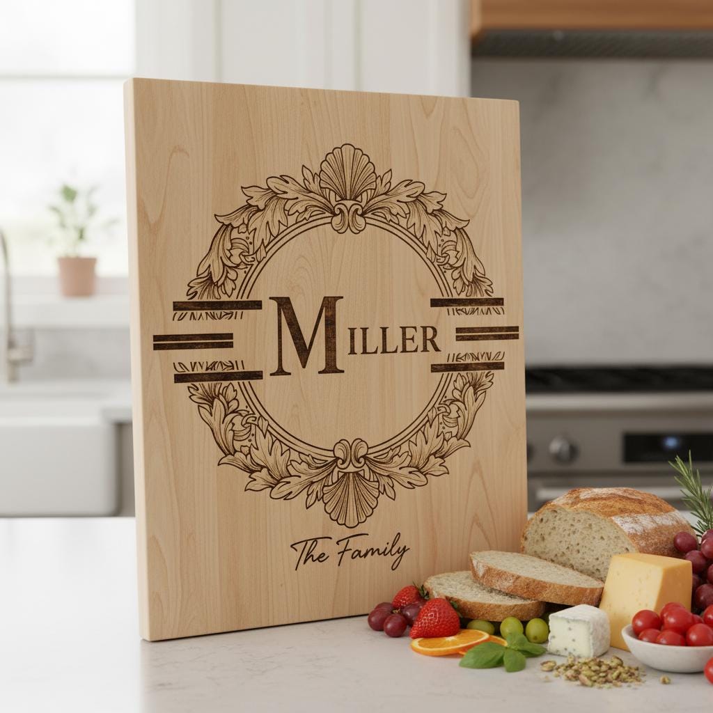 Bundle di design per taglieri monogramma, 53 decorazioni incise elaborate, tagliere per salumi con nome di famiglia - immagine 6
