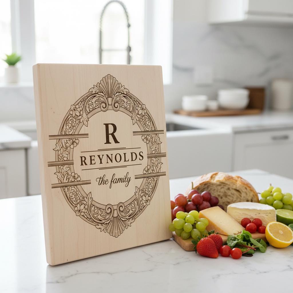 Bundle di design per taglieri monogramma, 53 decorazioni incise elaborate, tagliere per salumi con nome di famiglia - immagine 7