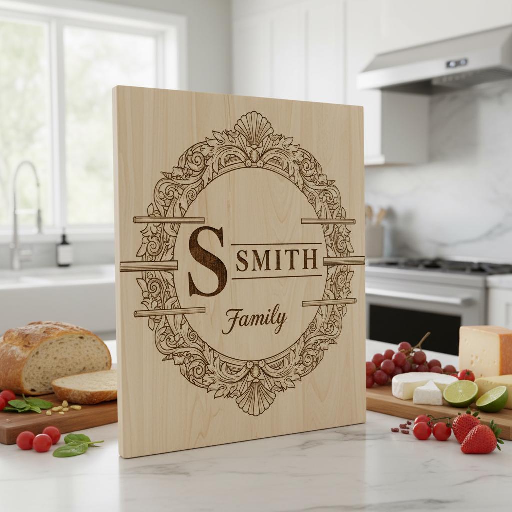 Bundle di design per taglieri monogramma, 53 decorazioni incise elaborate, tagliere per salumi con nome di famiglia - immagine 8