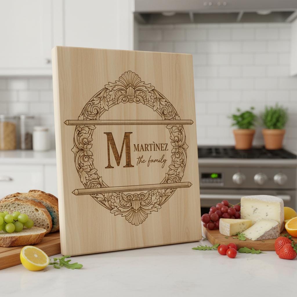 Bundle di design per taglieri monogramma, 53 decorazioni incise elaborate, tagliere per salumi con nome di famiglia - immagine 9