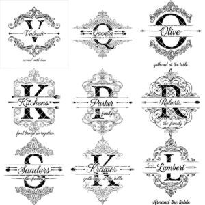 Monogram Bundle 52 Vintage Charcuterie Engraving Files for Family Name Signs