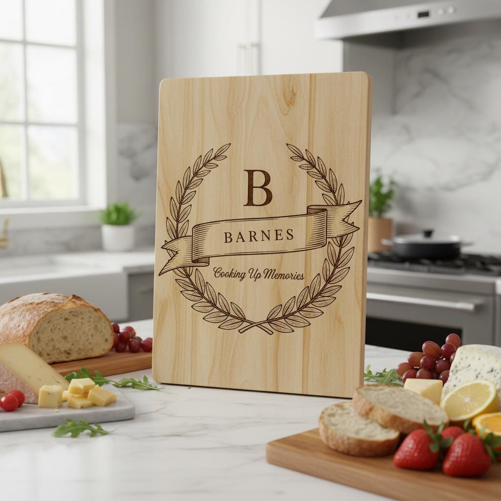 Monogram Charcuterie Board Bundle with 54 Engraving Designs for Personalized Gifts