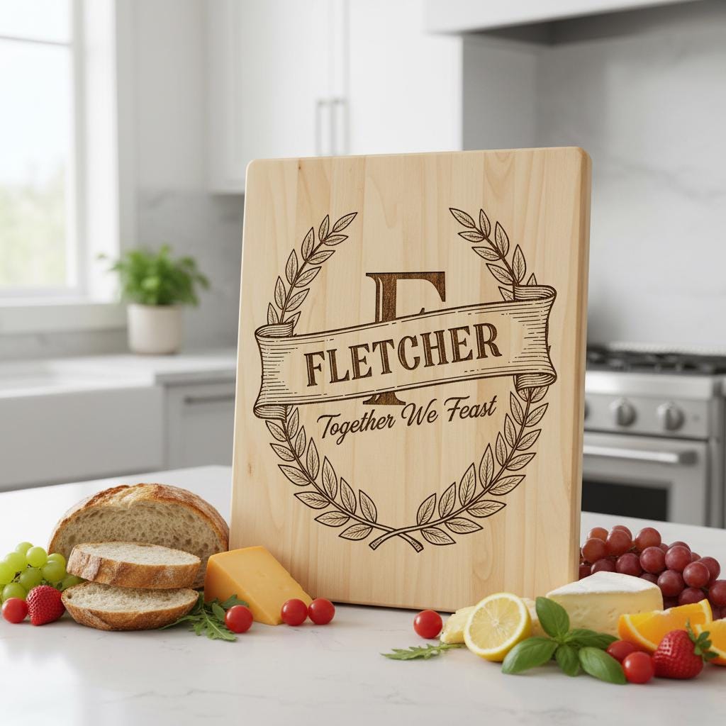 Monogram Charcuterie Board Bundle with 54 Engraving Designs for Personalized Gifts