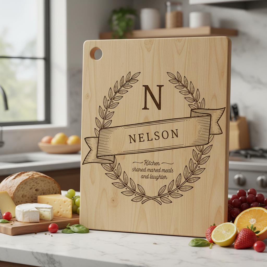Monogram Charcuterie Board Bundle with 54 Engraving Designs for Personalized Gifts