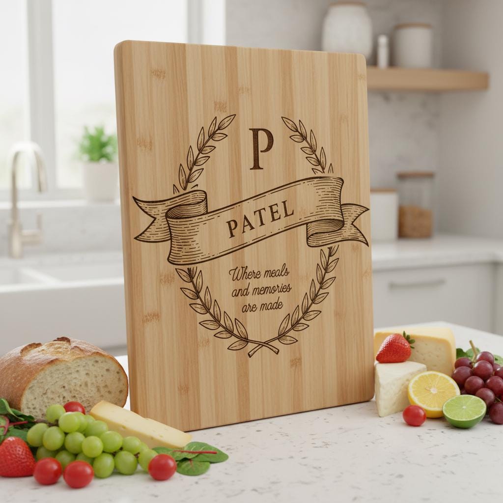 Monogram Charcuterie Board Bundle with 54 Engraving Designs for Personalized Gifts