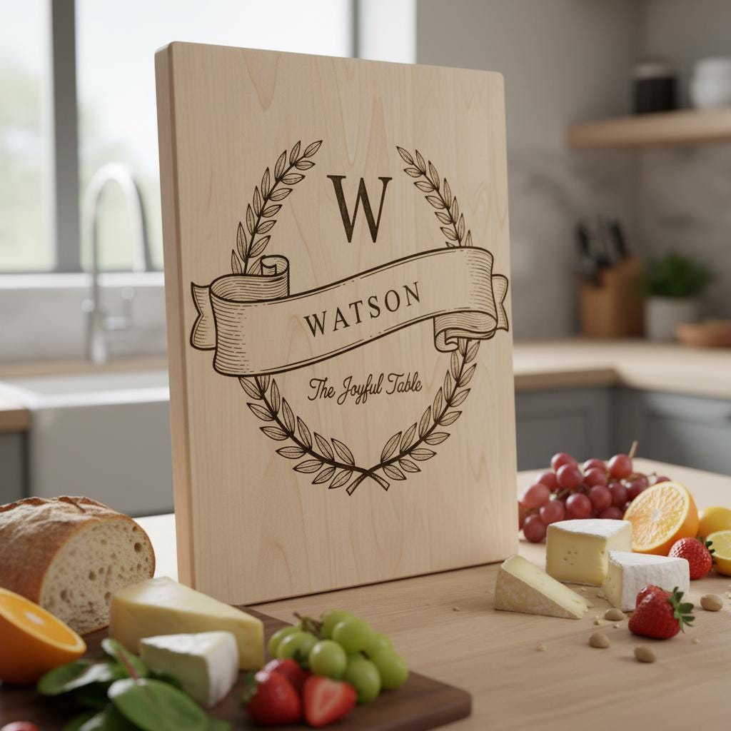 Monogram Charcuterie Board Bundle with 54 Engraving Designs for Personalized Gifts