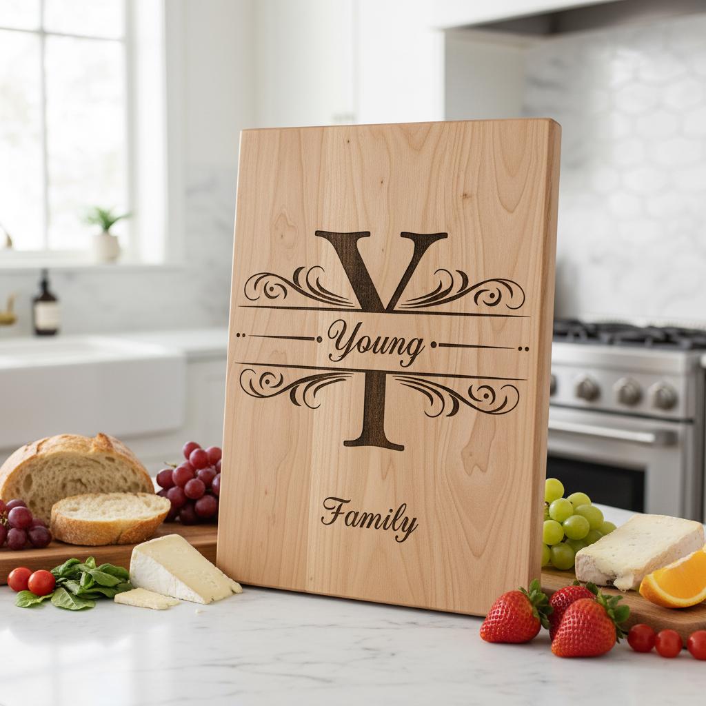 Monogram Charcuterie Board Designs, Family Name Engraving Files for Personalized Boards