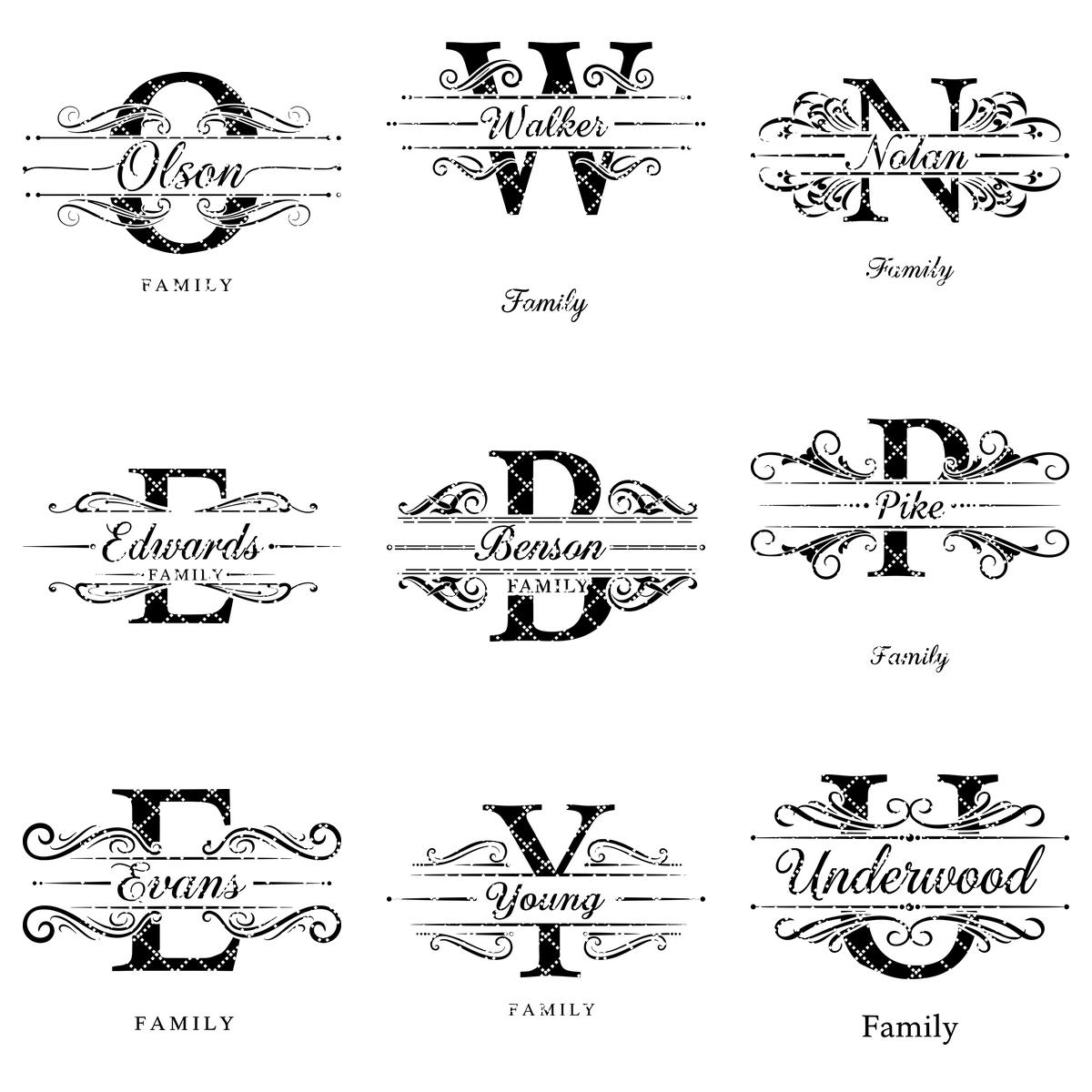 Monogram Charcuterie Board Designs, Family Name Engraving Files for Personalized Boards