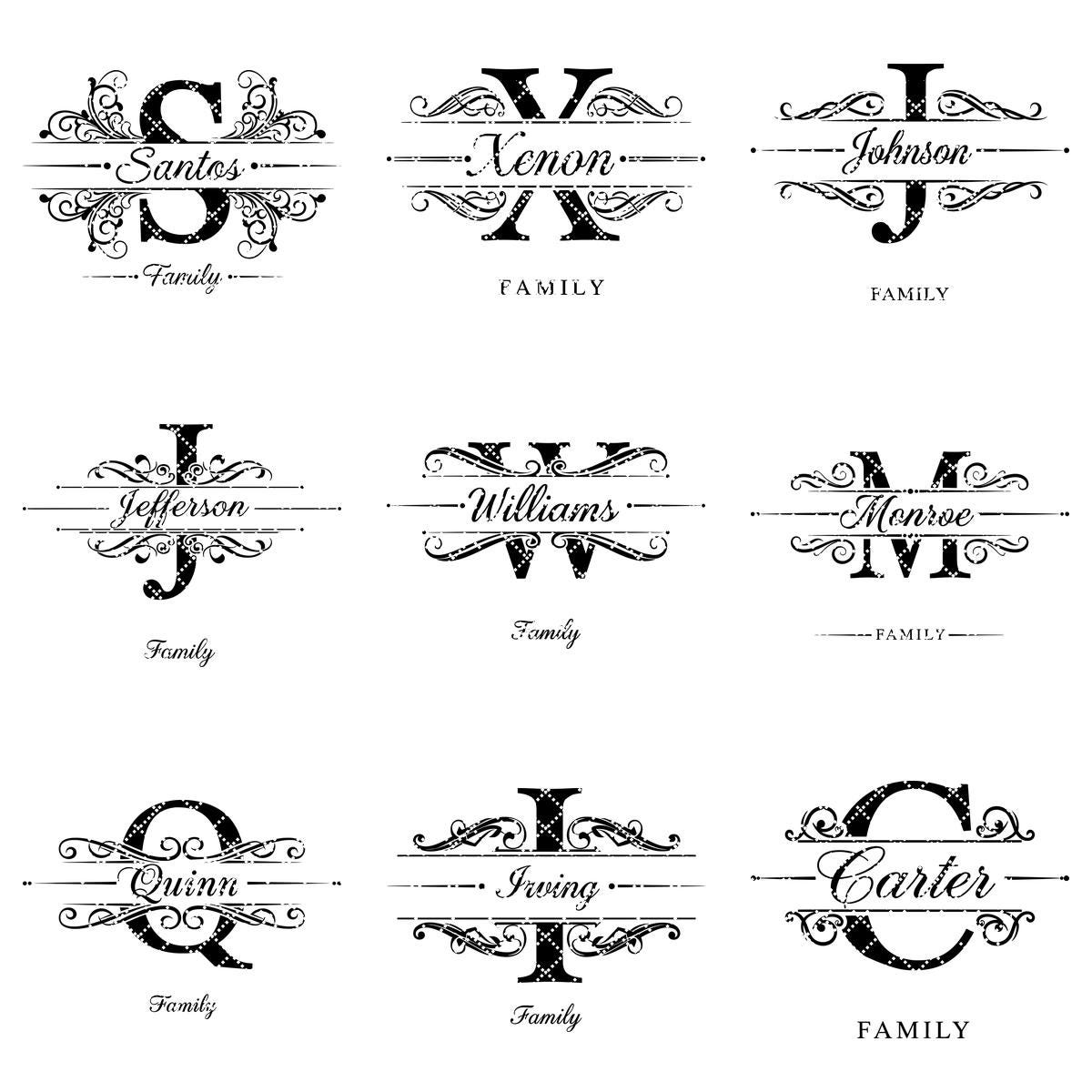 Monogram Charcuterie Board Designs, Family Name Engraving Files for Personalized Boards